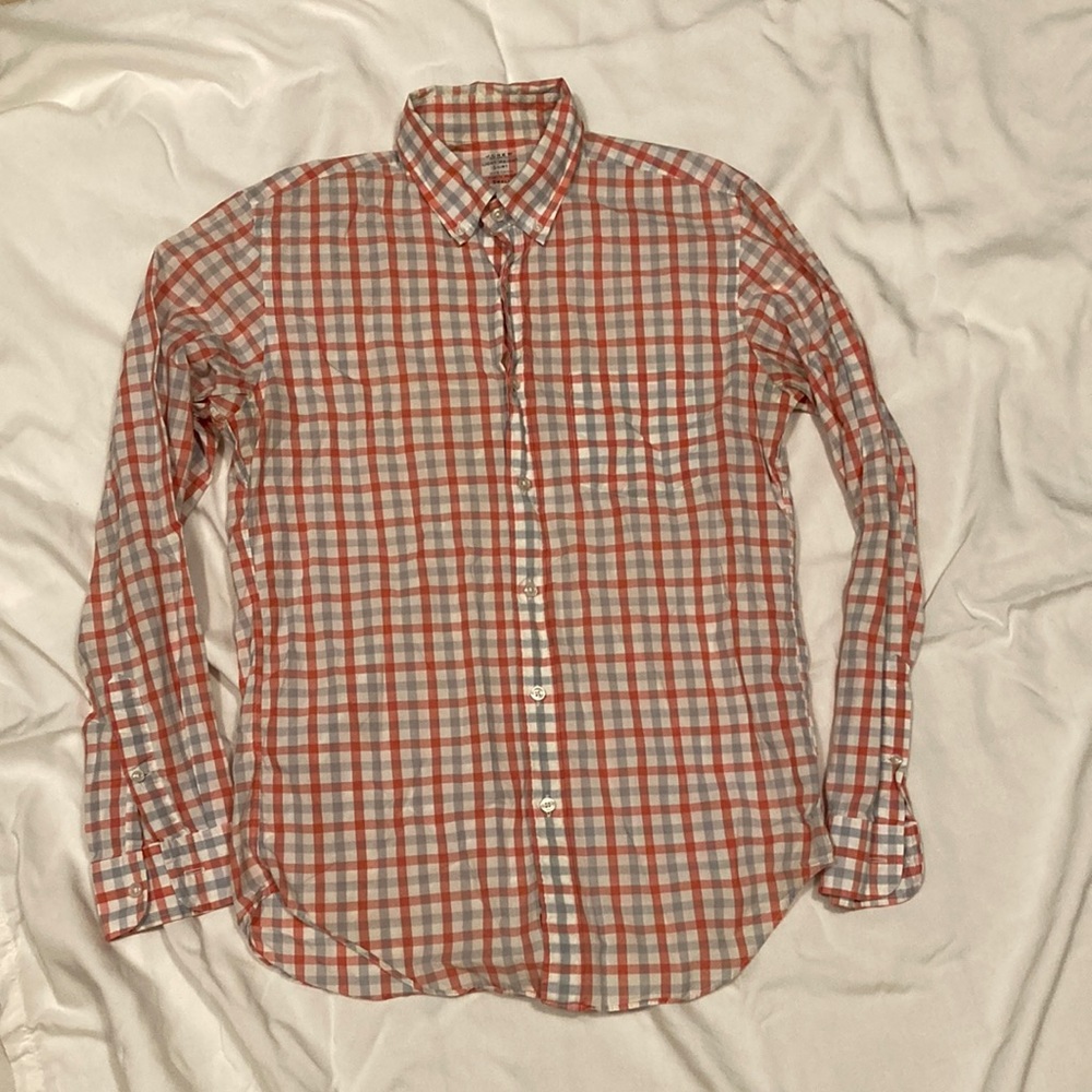 J Crew "Light Weight" Checkered Dress Shirt.  Size Small